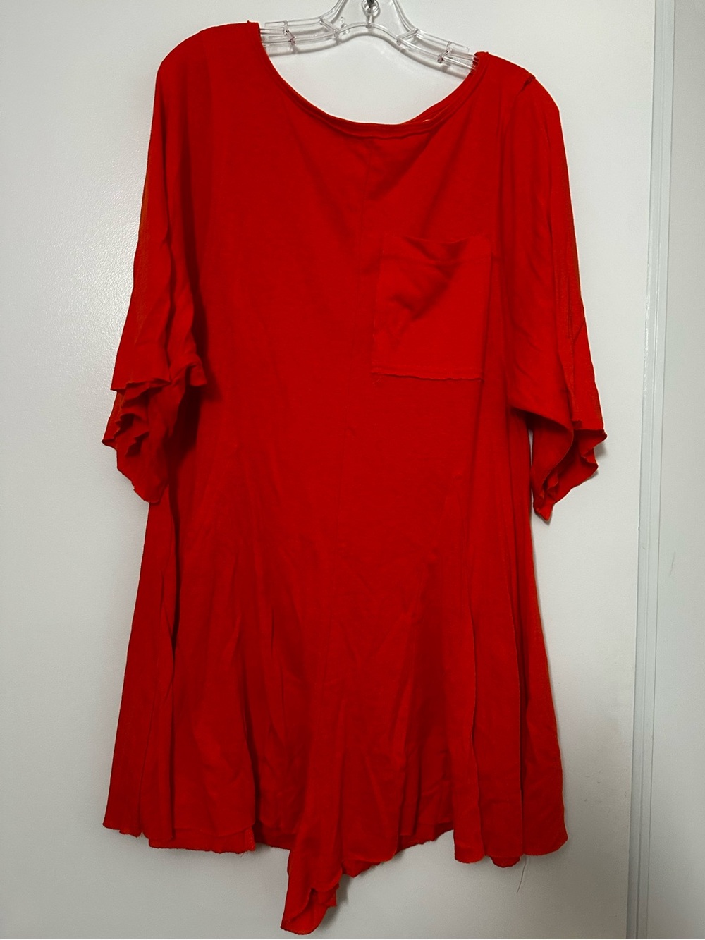 Free People Red/Orange Short Sleeve Pocket Romper
